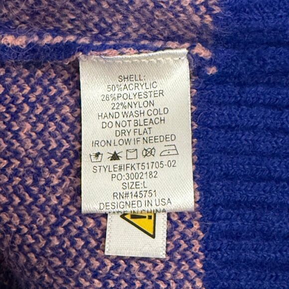 FANTASTIC FAWN Oversized Royal Blue and Pink All Over Star Sweater, NWOT! Large - Picture 8 of 9